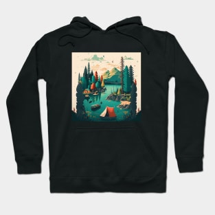 Camping Adventure in the Forest Lake, Fishing Hoodie